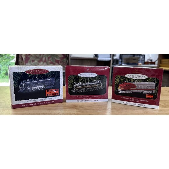 Set of 3 Hallmark Keepsake Train Ornaments From the 1990s Vgc - Picture 1 of 8